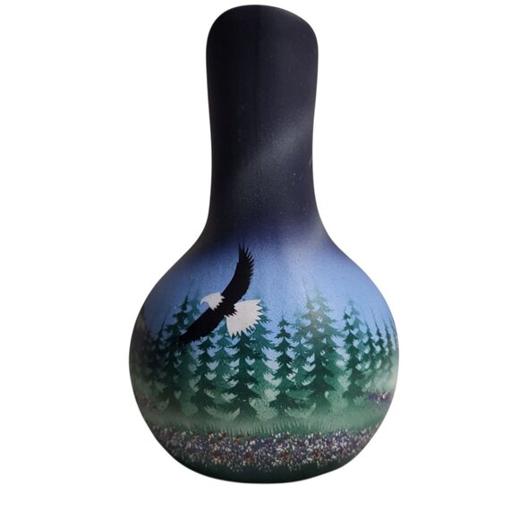 Navajo Cedar Mesa Wedding Vase Dark Blue Elk Eagle Mountain Signed Benally Dine - Picture 2 of 6